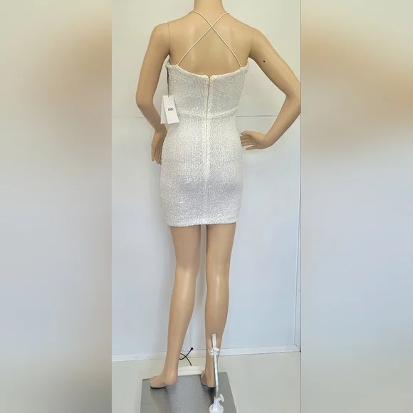 Nookie Supreme Mini White Sequin Spaghetti Strap Dress XS - Picture 8 of 14